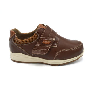 DB Darwin Tan - Mens Extra Wide Velcro Shoe For Gout And Other Foot Conditions