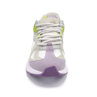 Fitville UK - Ladies Wide Fit Running and GymTrainer - 4E Width Fitting - White With Purple - Front View