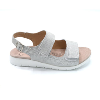 Wide Fit Summer Sandal With Velcro Strap Silver