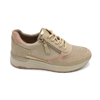 Marco Tozzi Dune Comb - Ladies De-Lux Classic Trainer -  2E Fitting - Beige