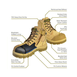 WideLoad 690BZC - Extra Wide  Composite Toe Safety Boot - Airport Friendly Side Zip - 6E Fit  - Black