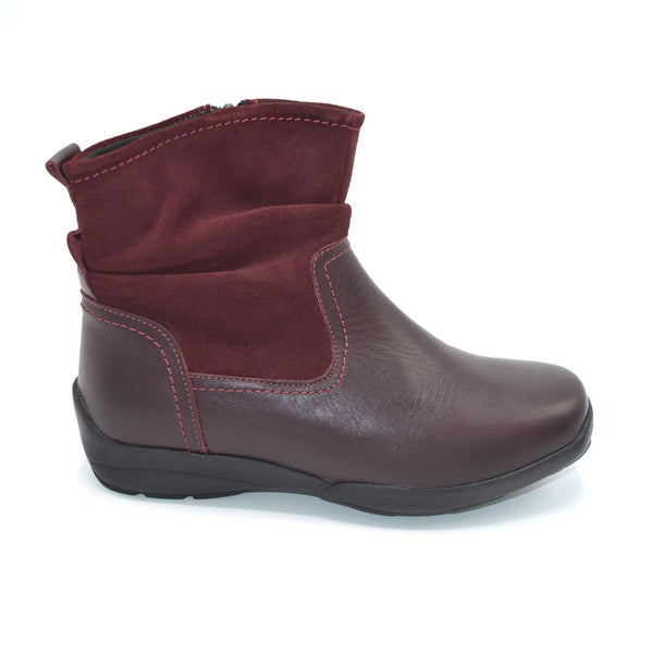 DB Foxton Ladies Wide Fitting Ankle Boot. Burgundy Wide Shoes