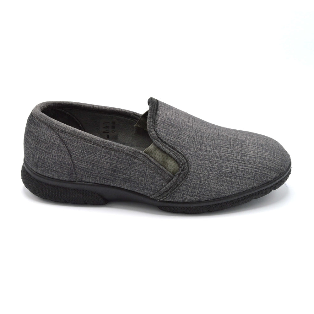 Men's Extra Wide Fit Day Slipper - Grey — Wide Shoes