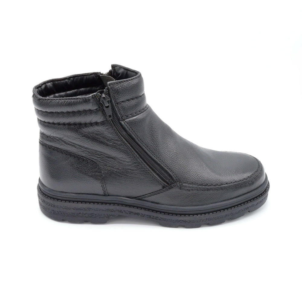 Mens Wide Fit Winter Boot With Twin Zip - Black — Wide Shoes