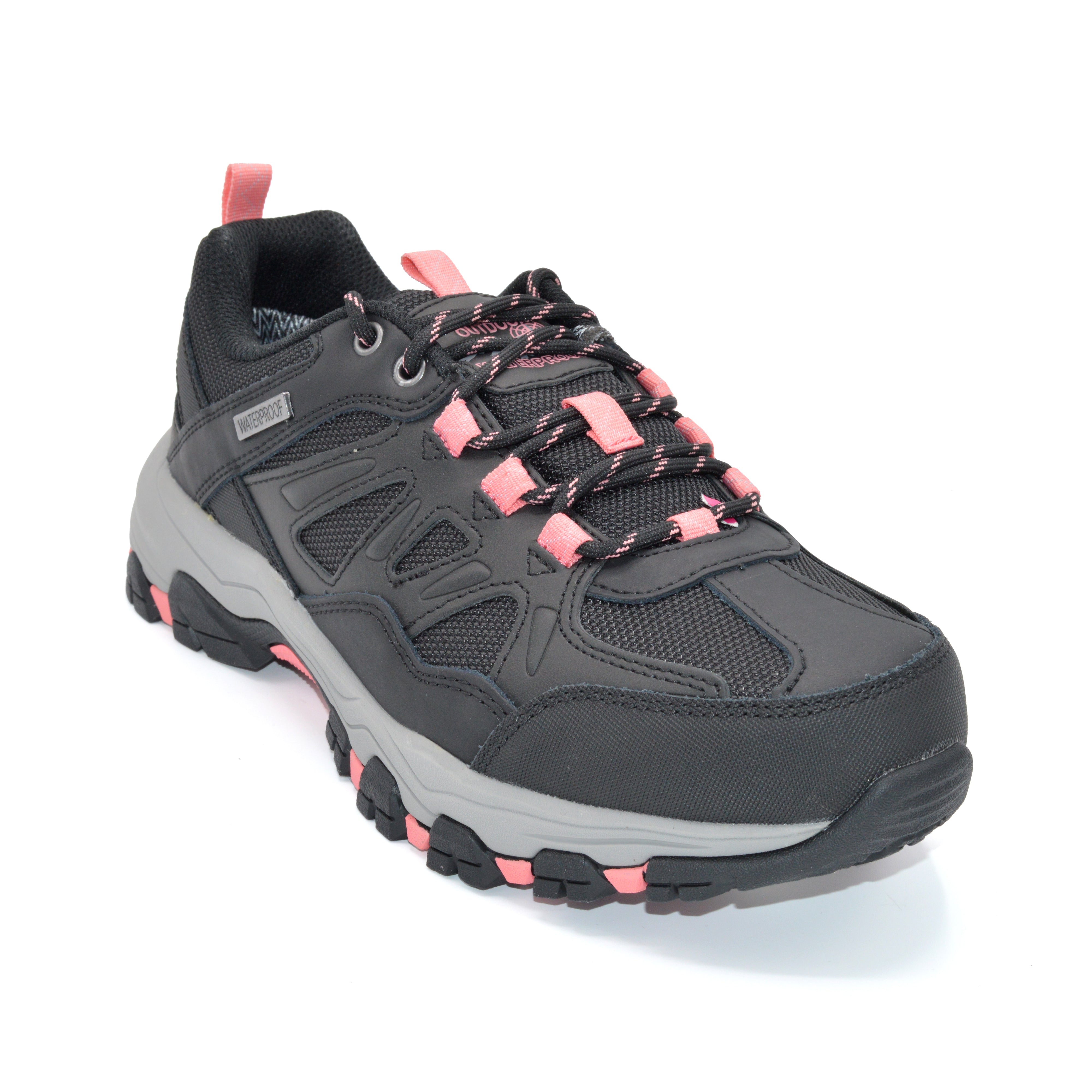 Skechers Selman West- Ladies Wide Fit Hiking Trainer - Black/Pink ...